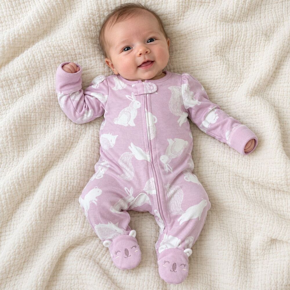 Carter's Baby Girl Newborn Sleep & Play Footed Pajamas Woodland Animals Cotton